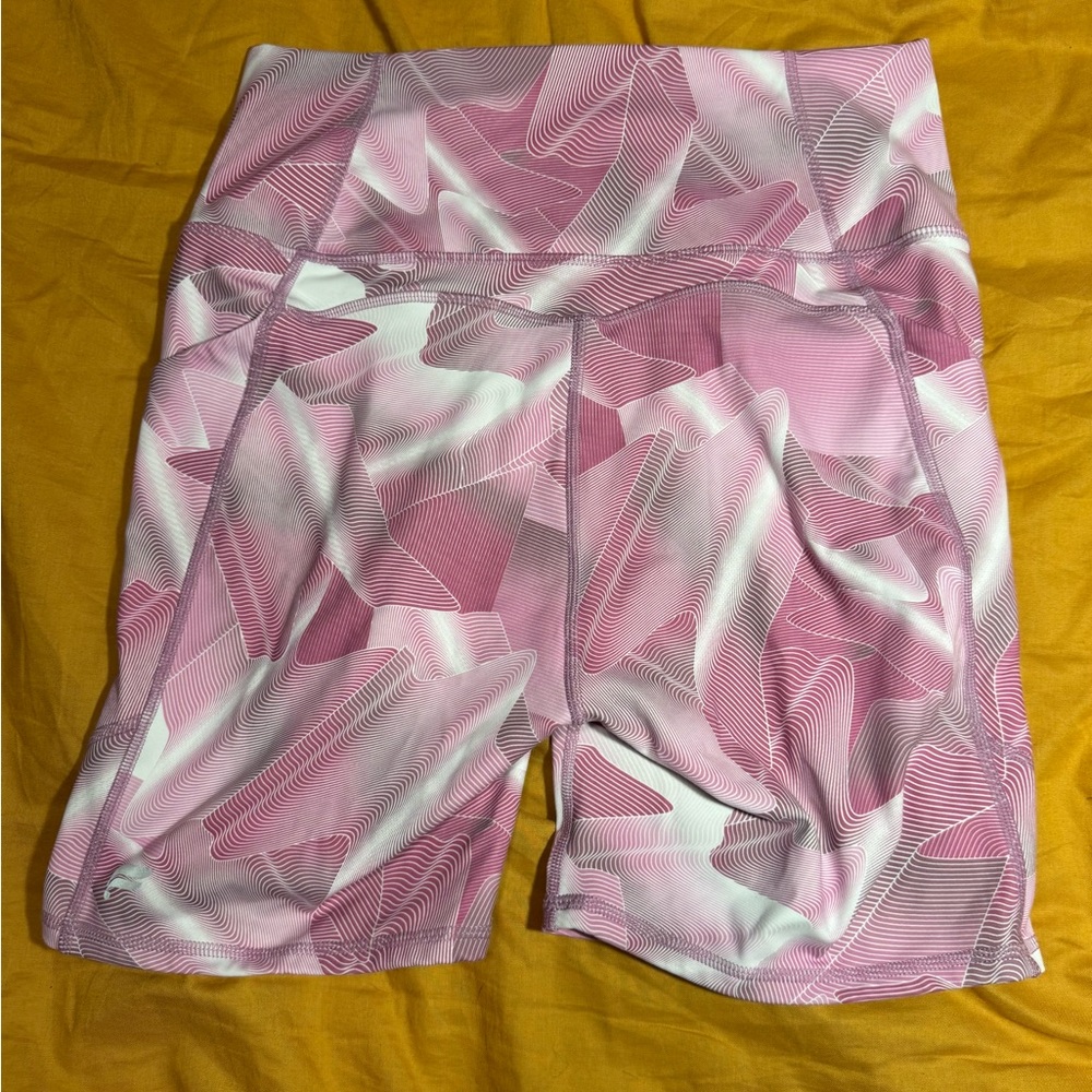 Fabletics Pink And White Patterned Bike Shorts - image 2